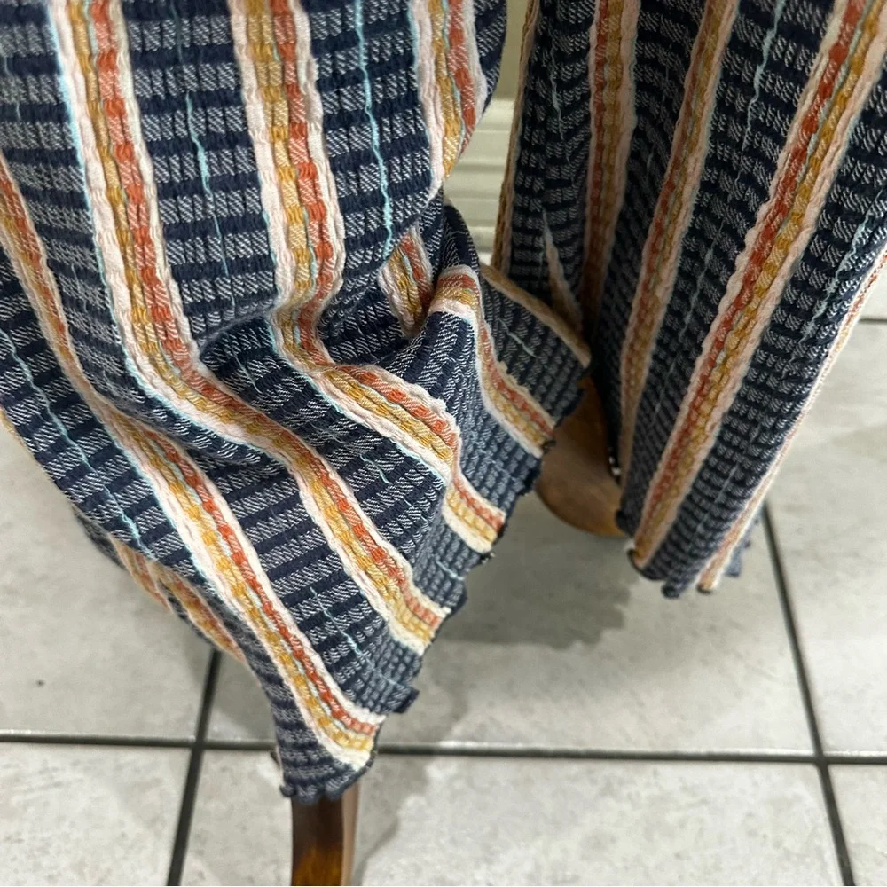 Striped Free People Flare Pants Womens Pull On beach pants L large - Picture 7 of 8